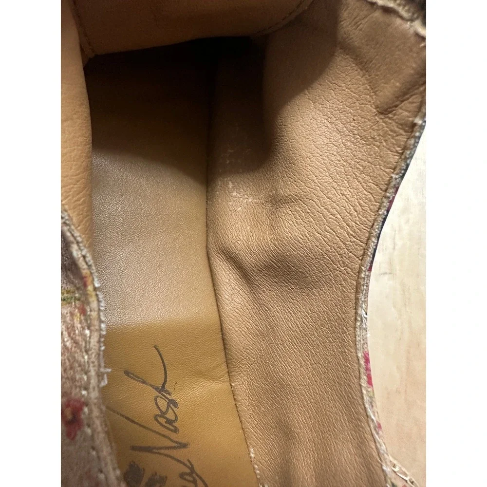 Patricia Nash Floral Leather Espadrille Flats Gold Zipper Shoes Womens 6.5